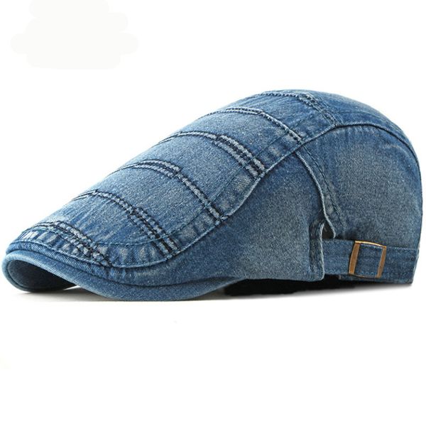 

ht2341 new adjustable beret cap washed cotton jeans denim newsboy ivy flat cap men women berets spring summer men women hat, Blue;gray