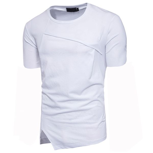

2019 summer wear men's wear cool large body irregular design men's round-neck short-sleeved t-shirt dd32, White;black