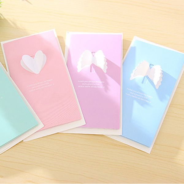 

20 piece/lot) 3d love and angel wings pattern greeting card birthday party invitation card paper crafts with envelope pc01