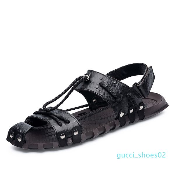 

mens sandals summer sandalias hombre male size 48 comfortable shoe man casual clogs men loafers chaussure homme 01d g02, Black