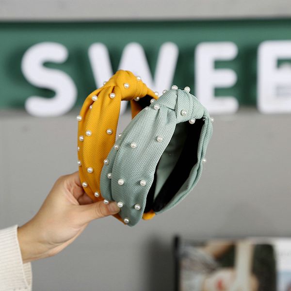 

korean headband pearl hoofdband parel vachetta tan baby hair bands alice band cerchietto aliceband headdress hair supplies xtcpp, Black;brown