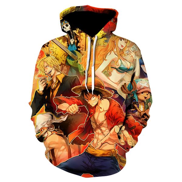 

one piece 3d hoodie men's and women's 2019 fashion home style animation hoodie 3d lovely printing casual sweatshirt coat top, Black