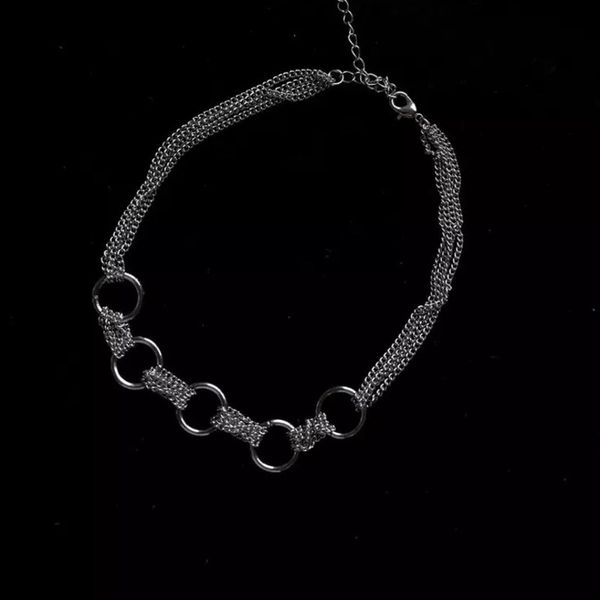 

punk rock choker necklace cool round circle chain necklace fashion 2020 personalized streetwear jewelry, Golden;silver