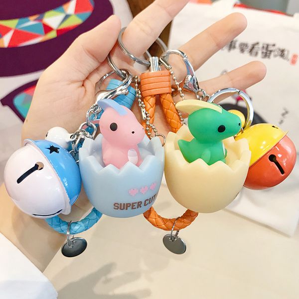 

cartoon squeezable dinosaur egg keychain little dinosaur keychains women personality bag pendant key holder car keyring trinkets, Silver