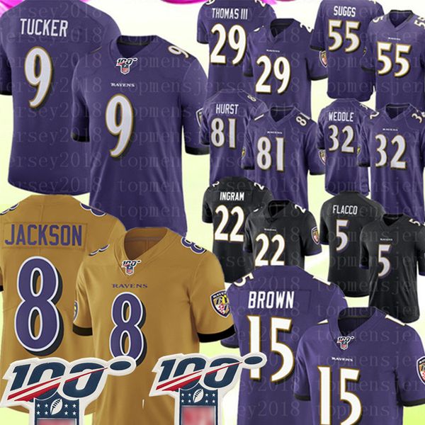 

9 ju tin tucker jer ey baltimore 8 lamar jack on raven 15 marqui e brown jer ey 29 earl thoma 55 terrell ugg 81 hur t flacco jer ey