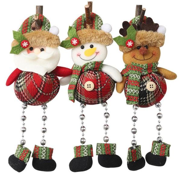 

christmas checked cloth little doll w/legs pendant festival window ornament