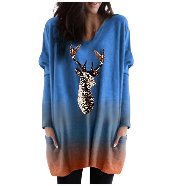 

plus size blouse women christmas clothes womens dyeing warm long sleeve loose print pullover blouse blusas mujer de moda 2019, White