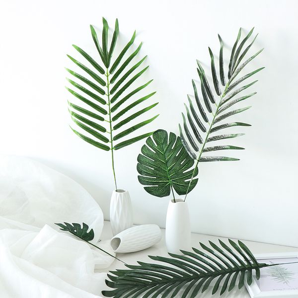 

12/20pcs artificial leaf tropical palm leaves for hawaiian luau party jungle beach theme wedding & home decor diy gifts