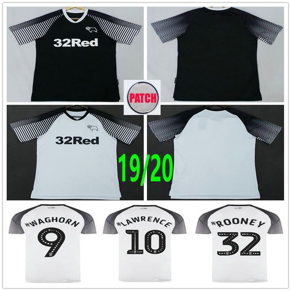 

2019 2020 derby county soccer jerseys 32 rooney 10 lawrence 9 waghorn 8 dowell 7 paterson custom home away kids football shirt, Black;yellow