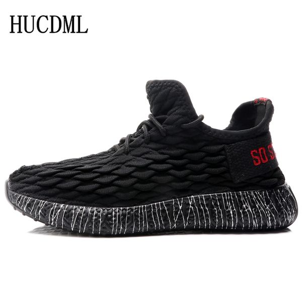 

hucdml 2019 spring/autumn new mens shoes breathable couple casual shoes lace-up light mesh sneakers men big size 39-45, Black