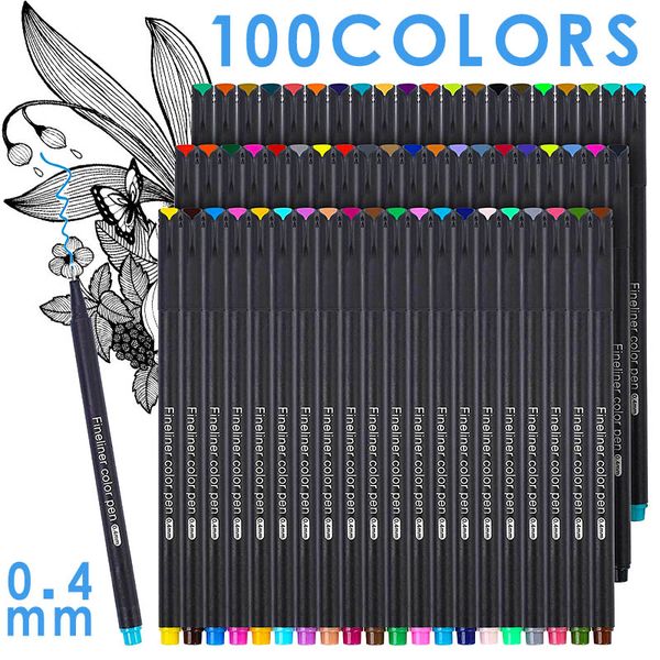 

100 colors journal planner marker pens colored fine point pens fineliner pen for journaling writing school art supplies