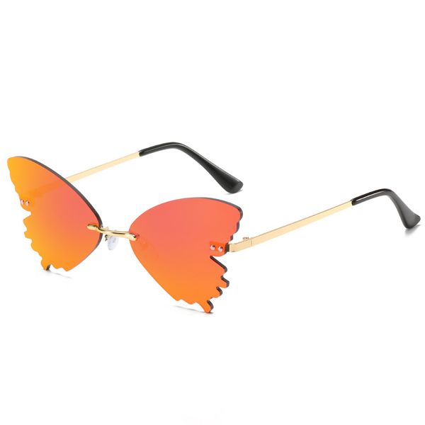 

2020 retro butterfly shape sunglasses women rimless sun glasses eyewear luxury trending narrow slim sunglasses streetwear, White;black