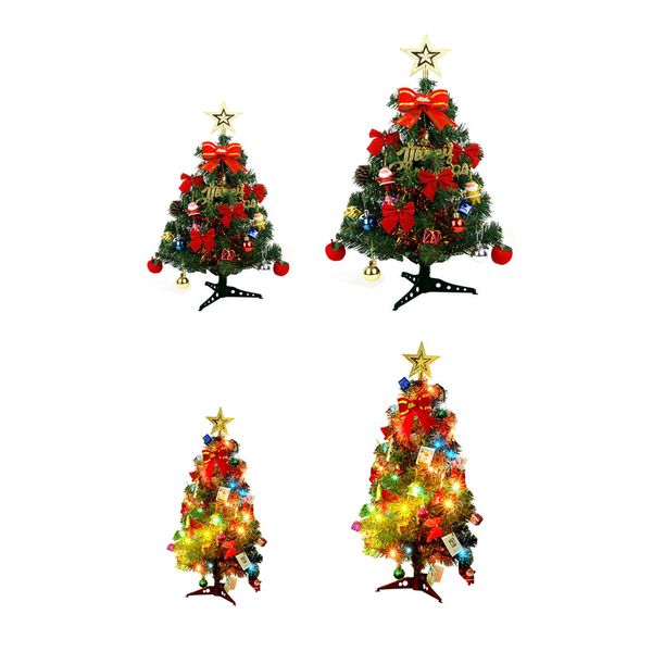 

45/60cm hardcover christmas tree with colored lights christmas tree with decorations package xmas gift home ornaments