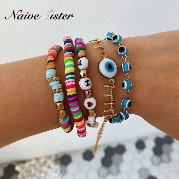 

charm bracelets 5 pcs cute ethnic jewelry boho style colorful beaded bracelet sets for women bohemian accessories girls ladies party love gi, Golden;silver