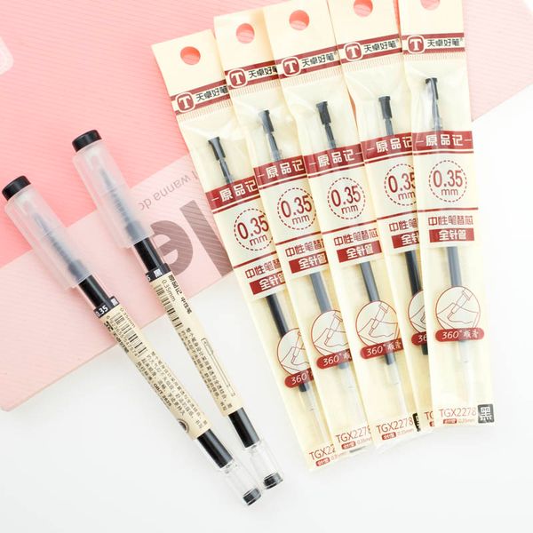 

7pcs/set gel pen 0.35mm black ink pen and refills maker school office supply