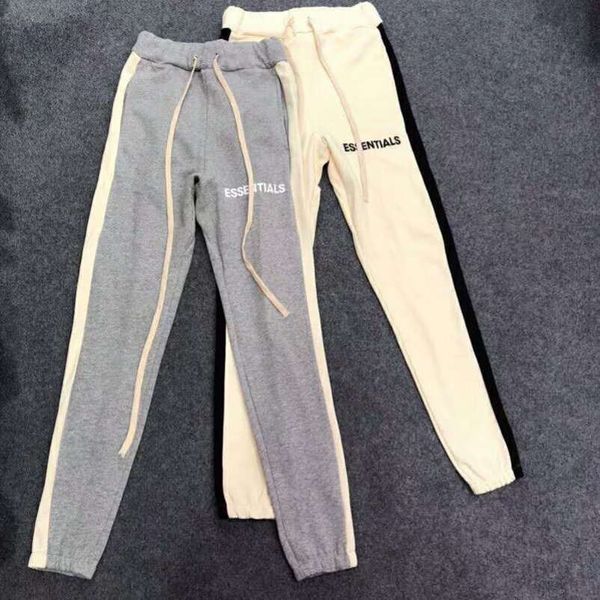 

2019ss fear of god essentials stitching stripes sweatpants men women est drawstring tracksuit joggers sweat, Black