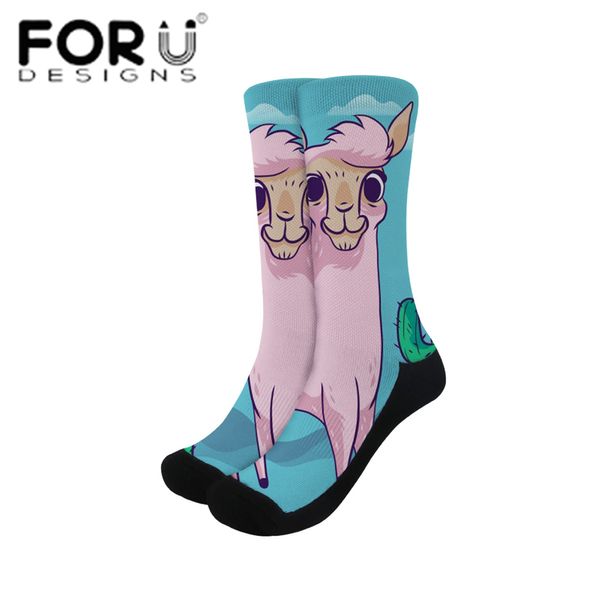 

forudesigns new sport socks print on demand alpaca pattern spring autumn long thick heated socks breathable non-slip, Black