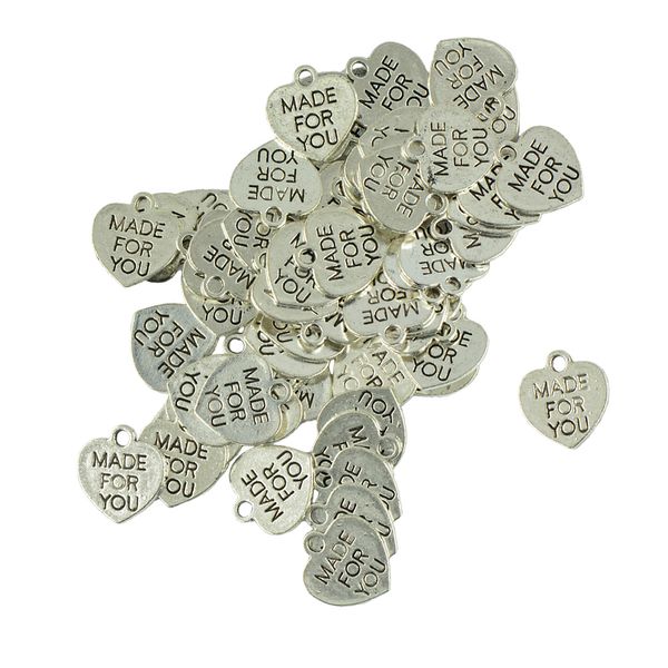 

50 pieces vintage tibetan silver heart made for you pendant connector diy findings jewelry making crafts