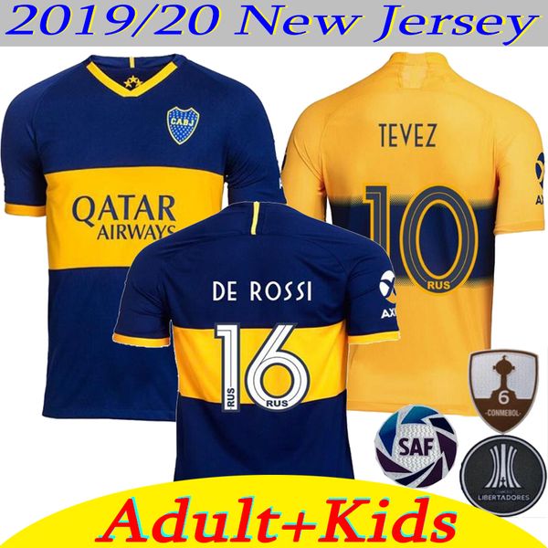 

2019 2020 boca juniors soccer jersey home away 19 20 boca juniors gago osvaldo carlitos perez de rossi tevez man kids sports football shirt, Black;yellow