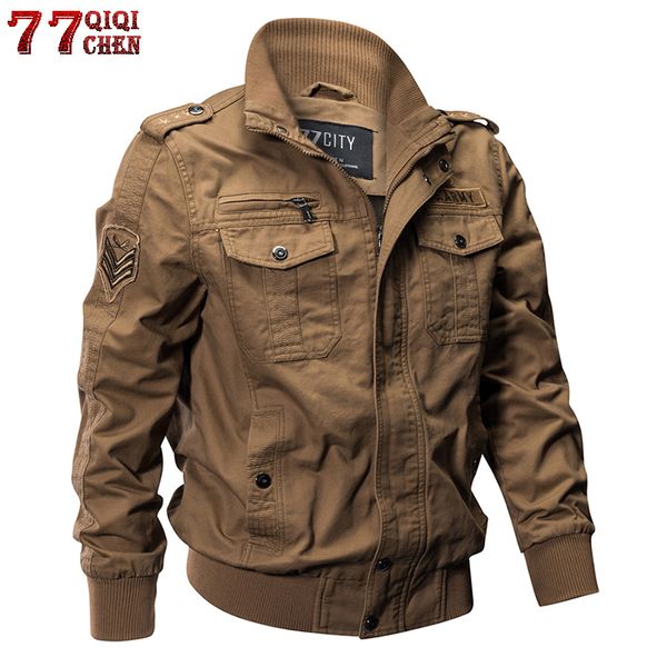 

qiqichen tactical jacket men autumn cotton male casual flight jackets hombre plus size 6xl bomber jacket men, Black;brown