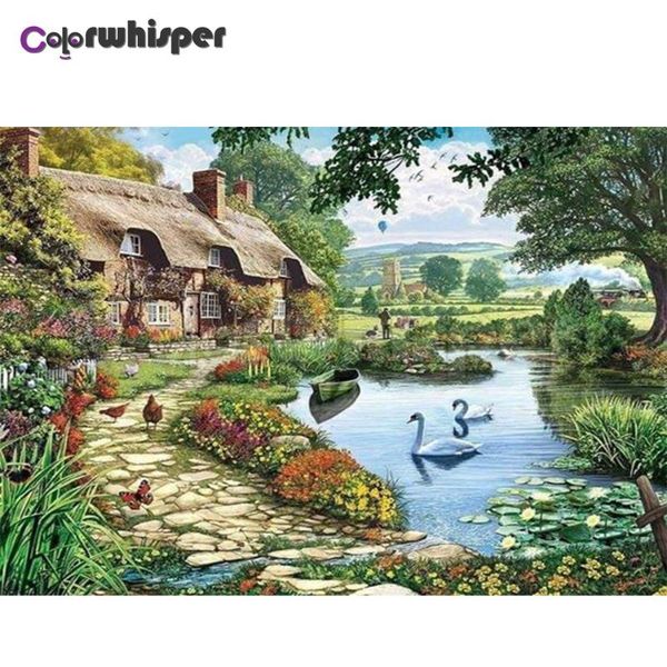 

diamond painting 5d full square/round drill house swan daimond rhinestone embroidery painting cross stitch mosaic picture m1556
