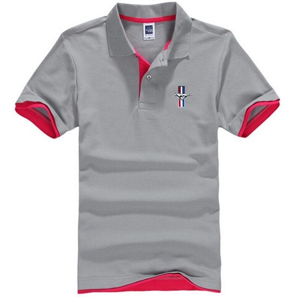 

summer cotton man polo solid color short sleeve slim breathable famous men's shirts male ford mustang print 2018 c19041501, White;black