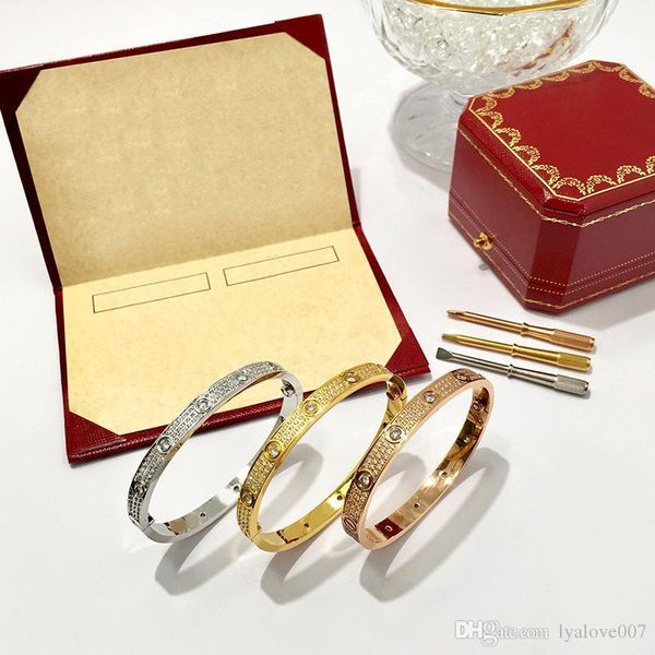 

роскошная 316l титан стал любовь браслетов браслетов для женщин мужчин полного cz браслет puleiras винт отвертка браслет ювелирного оптового, Black