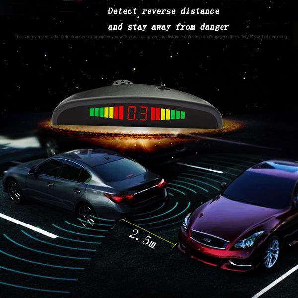 

car auto parktronic led parking sensor with 4 sensors reverse backup car parking radar monitor detector system alarm prompt