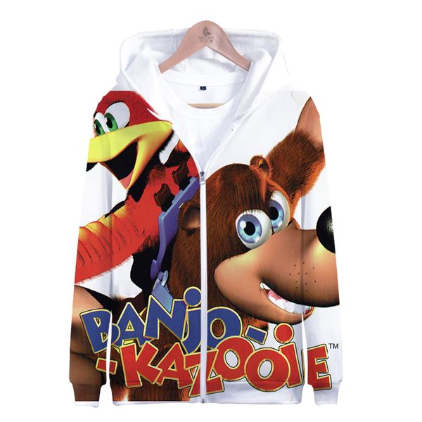 

2019 new fashion banjo-kazooie zipper hoodies men/women popular casual harajuku 3d print banjo-kazooie anime zipper sweatshirts, Black