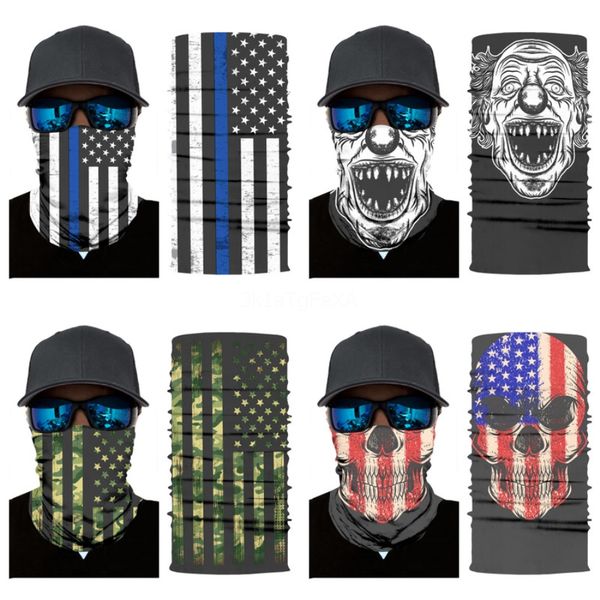

1pcs outdoor sports bandana printing style multi-function magic skull scarf half face mask neck er skull scarf anti-uv cycling headwear#530, Blue;black
