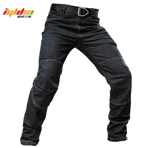 

men's jeans pants fall straight denim tactical long trousers stretch city security special force combat pant trousers, Blue