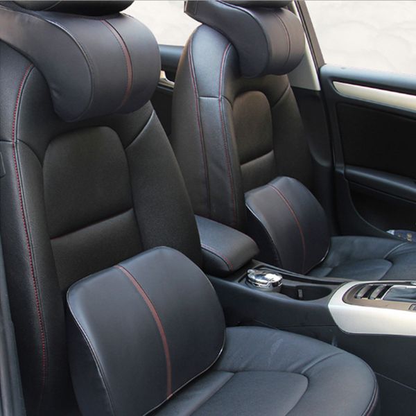 

1pcs pu leather car neck pillow memory foam pillow neck support pad car set