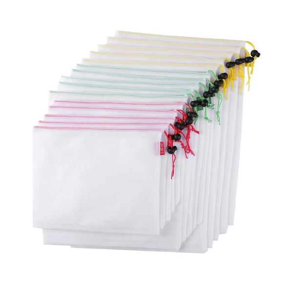 

3/15pcs reusable mesh produce bags fruit bags for grocery shopping storage