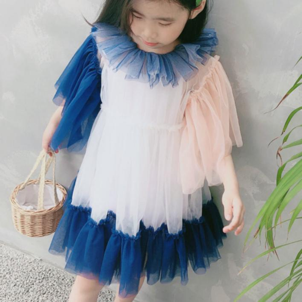 

girls princess dress 2020 summer new mesh short sleeve dress for children clothes kids party baby girls, Red;yellow