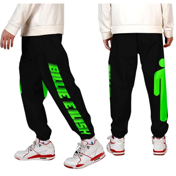 

wawni мода billie eilish cargo pants harajuku мужчины женщины streetwear эластичный пояс гарем hip hop streetwear бегуны брюки, Black