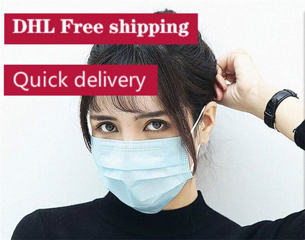 

dhl in stock dust-proof masks with elastic earrings 3 layers disposable anti dust mouth protective face masks 24-hour delivery