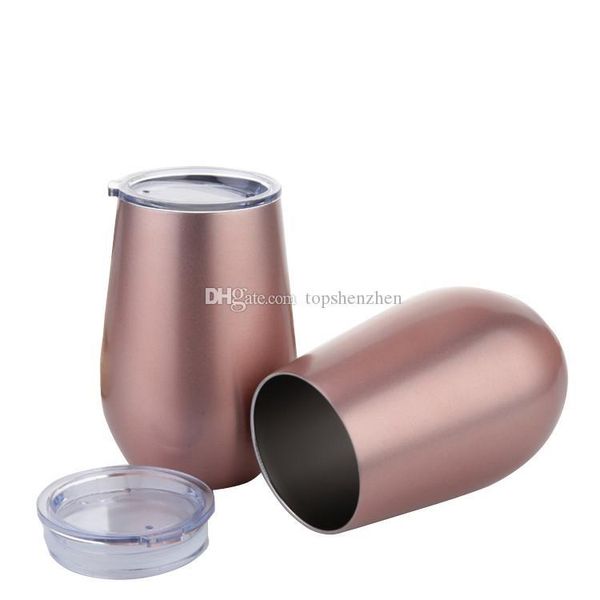 

rose gold 12oz tumbler egg cups stainless steel double wall wine glasses beer tea coffee cup vacuum insulated mugs thermos cup with lids