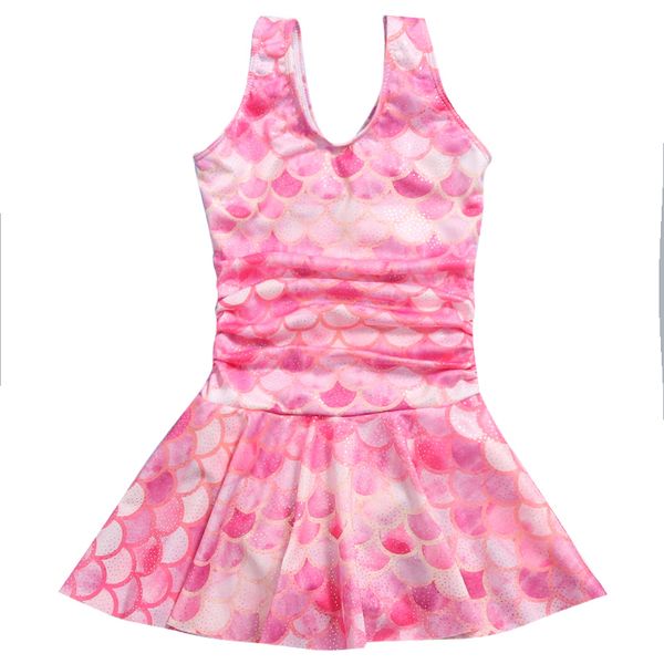 

kids girl swimwear one piece children swimsuit mermaid print little girl swimdress 2020 new summer girl's sea clothes dress