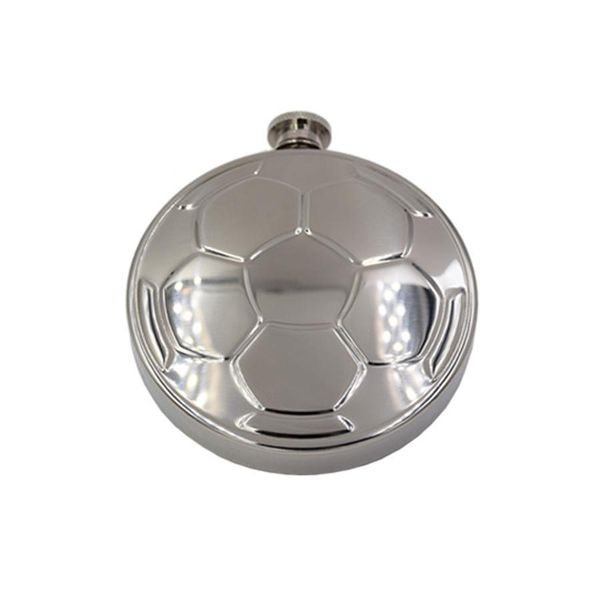 Portátil Rodada 304 Futebol de Aço Inoxidável Feliz Espelho de Espelho de Espelho de Vinho Redondo Flask Das Homens Pocket Wine Flagon com funil DH1203