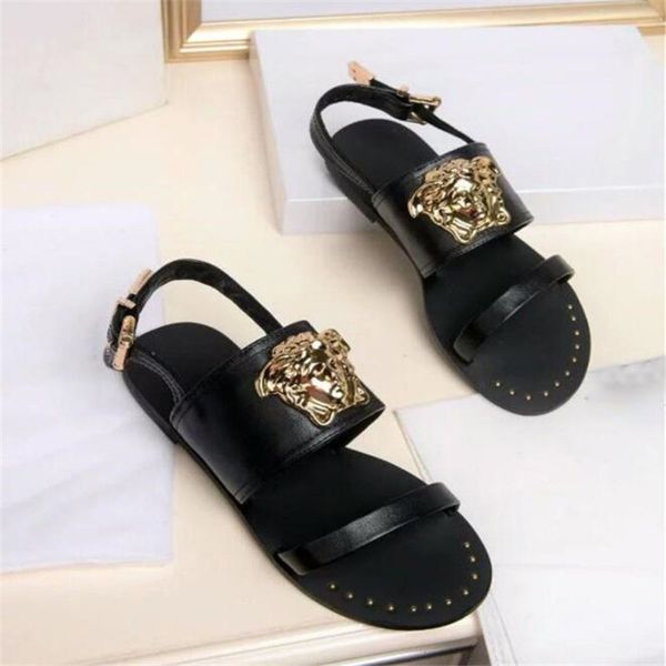 

Женщины Натуральная Кожа Марка Сандалии Модный Портрет Орнамент Регулируемые Ле