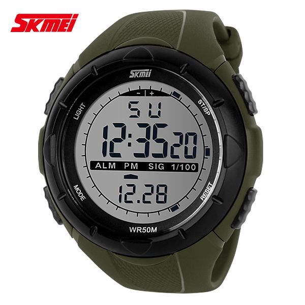 

skmei brand men led digital watch, 50m dive swim dress sports watches fashion outdoor wristwatches, Slivery;brown