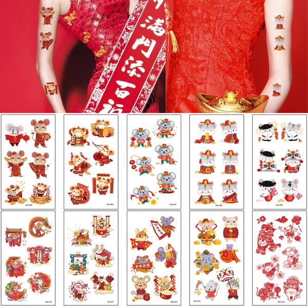 2020 Chinese Happy New Year Of The Rat Tattoo Waterproof Temporary