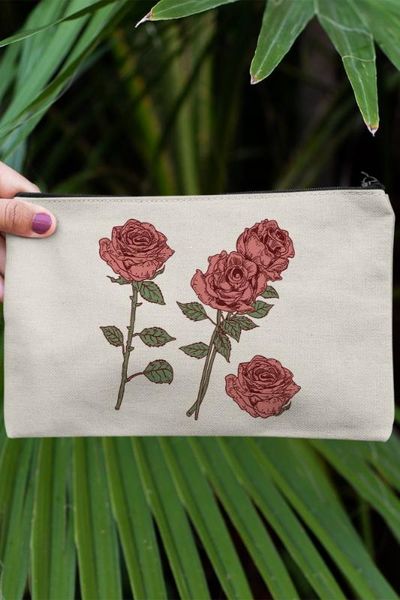 

angemiel clutch pink flowers portfolio hand makeup bag, Silver