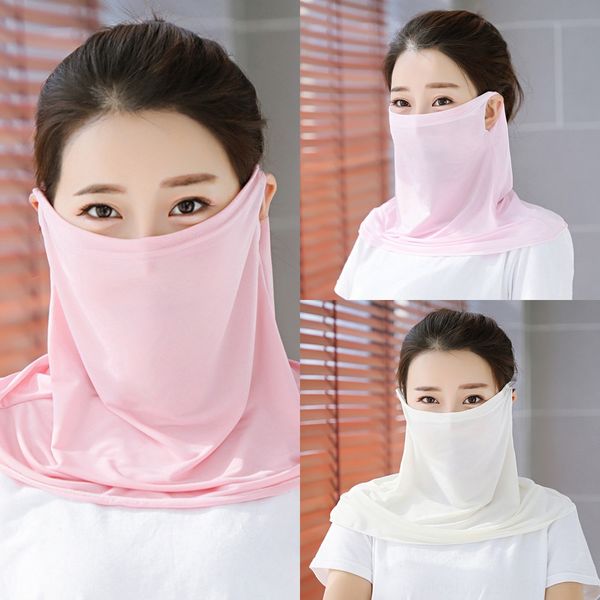 

usmsn 2020.women mask face silk 38 styles scarf chiffon handkerchief outdoor windproof half face dust-proof sunshade masks scarfshipping, Black