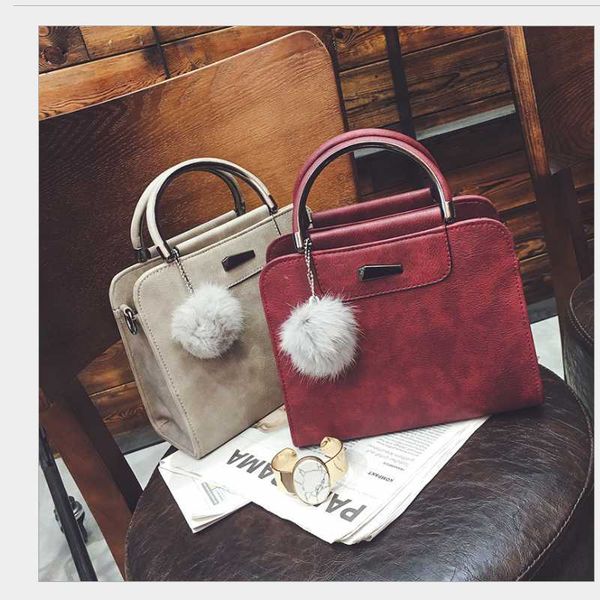 

hangbags women pu hairball handbag lady's fashion shoulder messenger bag bags