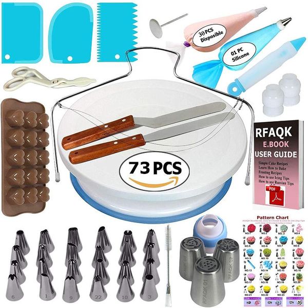 

73 sets of cake turntable decoration mounted flower mouth set mounted sugar turning baking tool