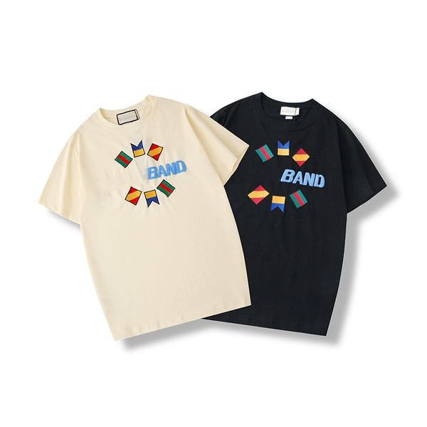 

2020 mens designer t shirt summer casual mens loose tees letters print round neck short sleeves cotton blend luxury shirt s-2xl, White;black