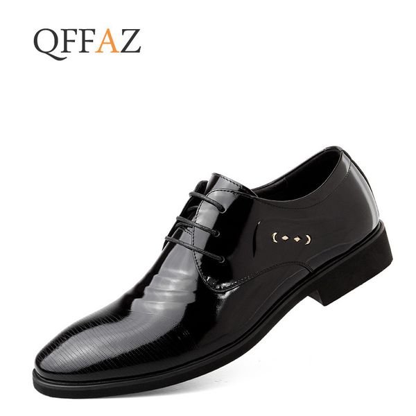 

qffaz leather men's shoes british business suit men's shoes genuine leather wedding men dress for men, Black