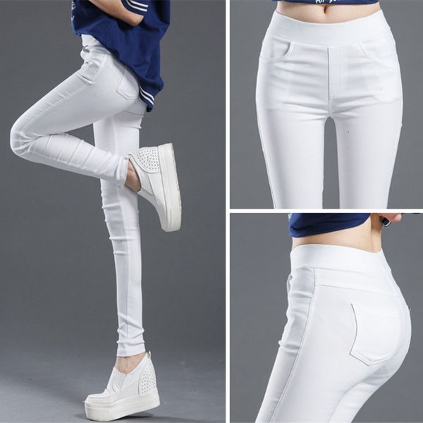 

women designer pants 2019 solid pencil pants womens full length leggings high waist stretch trousers female casual black white p8823