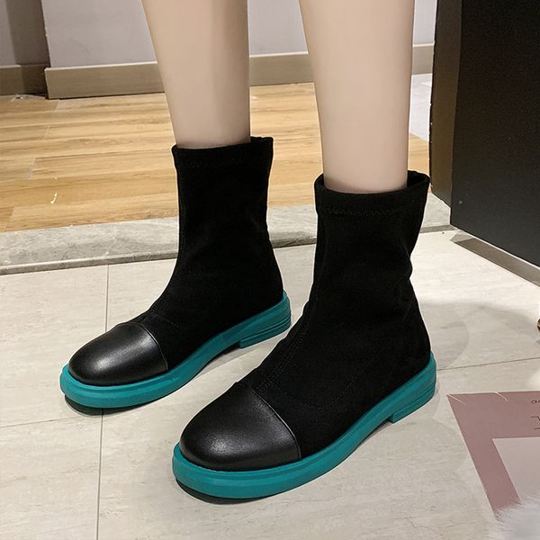 

shoes flat heel fashion boots woman low heels booties lace up booties ladies round toe winter women punk 2019 autumn rubber mid, Black
